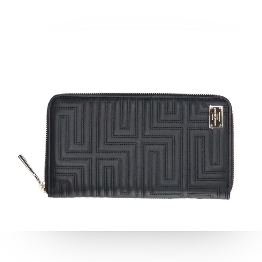 Gianni Versace ✨Greca Quilted Leather Zip Around Organizer - Vintage w/Box